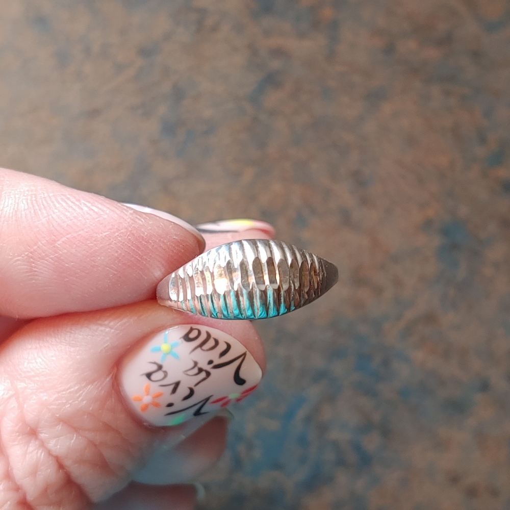 925 Sterling Silver Shrimp Croissant Ring Diamond Cut size 6